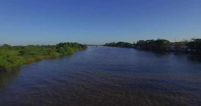 Aerial Mompox Colombia Aerial River Colonial Town