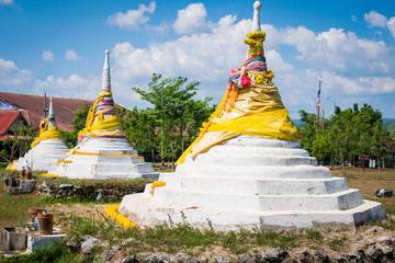 Fototapeta premium Dan Chedi Sam Ong or Three Pagodas Pass is a border pass to the Union of Myanmar at Sanghklaburi province Thailand
