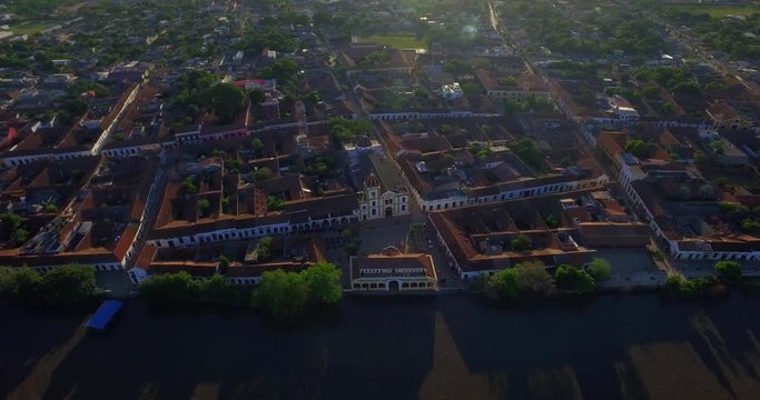 Aerial Mompox Colombia Aerial River Colonial Town
