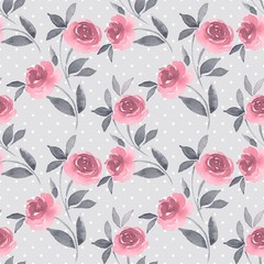 Hand drawn watercolor floral seamless pattern. Vintage flowers