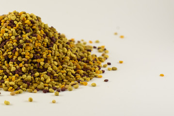 Bee pollen on a white background