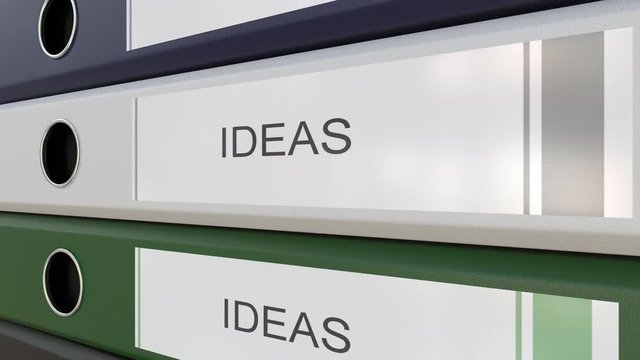Office binders with Ideas tags