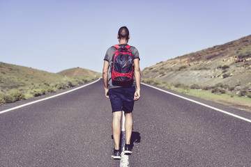 young backpacker man