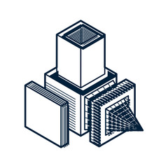 Isometric abstract vector dimensional shape, polygonal figure