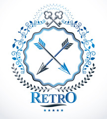 Vintage decorative emblem composition, heraldic vector.