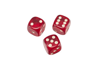 Red dice isolated on a white