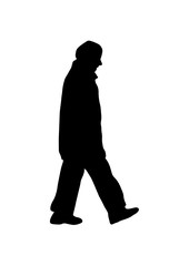 Silhouette old woman walking vector
