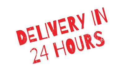 Delivery In 24 Hours rubber stamp. Grunge design with dust scratches. Effects can be easily removed for a clean, crisp look. Color is easily changed.