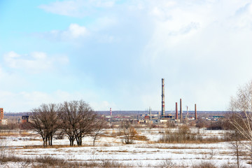 Obraz premium The image of an abandoned factory. The view from afar 3