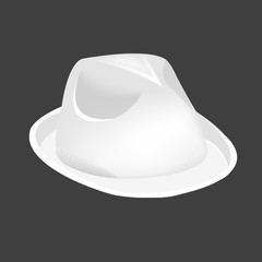 white unisex fashion hat, summer panama hat isolated vector