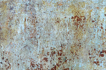 Cracked paint on metal, rust. For background