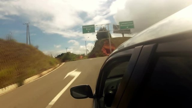 Speed Car Trip in Colombia around Calima lake, seen from the car