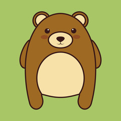 kawaii bear animal icon over green background. colorful design. vector illustration