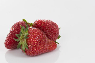 Fresh strawberries with a shallow depth of field and copy space