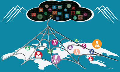 Utilization of technology cloud computing , look like spider web