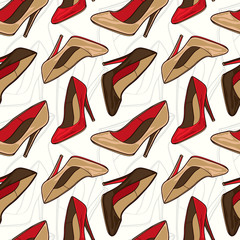 Seamless Classy and Elegance Stiletto / High Heels Shoes Illustration Background Pattern in Vector
