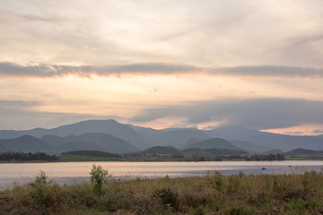 beautiful sunset in mountain