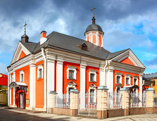 Naklejka premium vivid red Church of the Three Sanctifiers, St. Petersburg, Russia