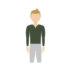 man standing and wearing casual clothes, cartoon icon over white background. colorful design. vector illustration