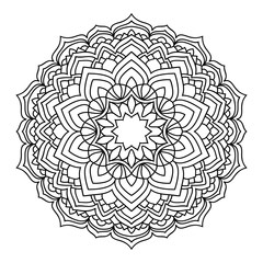 Fototapeta premium Mandala. Black and white decorative element. Picture for coloring. Abstract circular ornament.