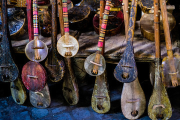 small vintage guitar on the market in Morocco
