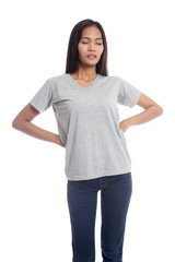 Young Asian woman got back pain.