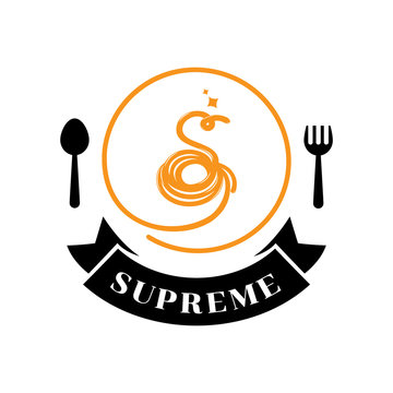 Supreme Spaghetti Logo With S Letter Typography Design