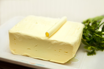 Butter on a plate with parsley