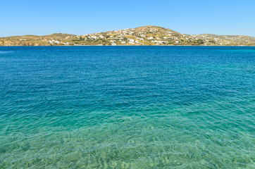 Beautiful coastline and crystal turquoise sea water. Island of Paros. Greece