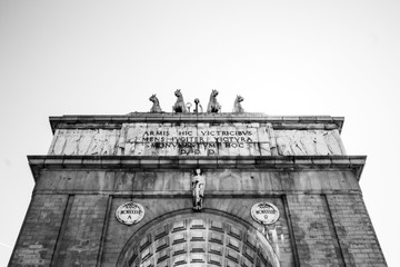 Arco del triunfo o de la Victoria en Moncloa (Madrid, Spain)