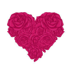 Rose in heart shape with text and white background