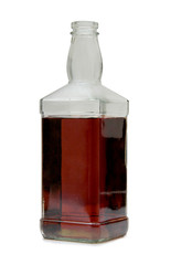 Bottle with brandy and cognac on white background