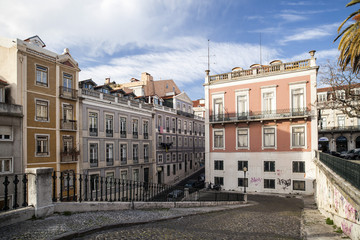 Fototapeta na wymiar Street and buildings in Chiado district,Lisbon,Portugal.