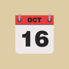 calendar flipping date time day month October simple flat vector illustration application app logo icon