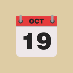 calendar flipping date time day month October simple flat vector illustration application app logo icon