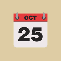 calendar flipping date time day month October simple flat vector illustration application app logo icon