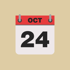 calendar flipping date time day month October simple flat vector illustration application app logo icon