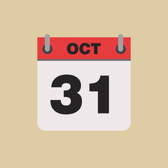 calendar flipping date time day month October simple flat vector illustration application app logo icon