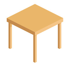 empty wooden square table for office and home in isometric view, vector illustration isolated on white background
