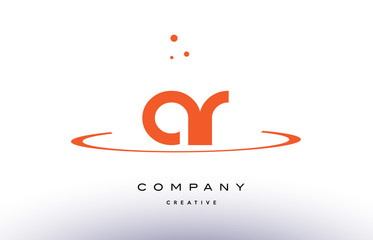 AR A R creative orange swoosh alphabet letter logo icon