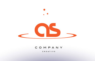 AS A S creative orange swoosh alphabet letter logo icon