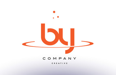 BY B Y creative orange swoosh alphabet letter logo icon