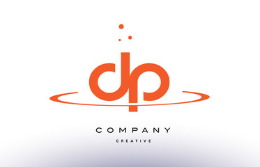 DP D P creative orange swoosh alphabet letter logo icon