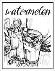 Vector image of a cocktail with a name. Lemonade.