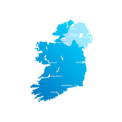 Obraz premium Ireland Cities Map