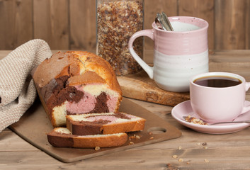 Homebaked Vanilla Chocolate Raspberry Cake. Tea.