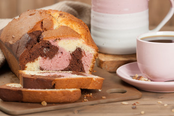 Homebaked Vanilla Chocolate Raspberry Cake. Tea.