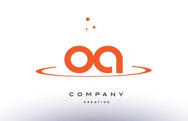 OA O A creative orange swoosh alphabet letter logo icon