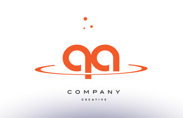QA Q A creative orange swoosh alphabet letter logo icon