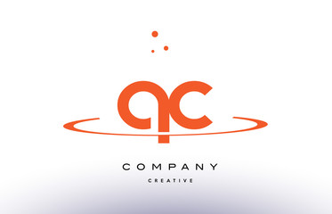 QC Q C creative orange swoosh alphabet letter logo icon